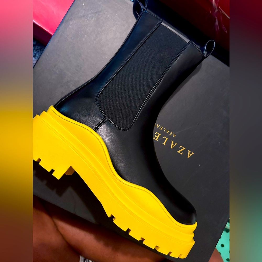 Black & Yellow Booties, Women Size 7